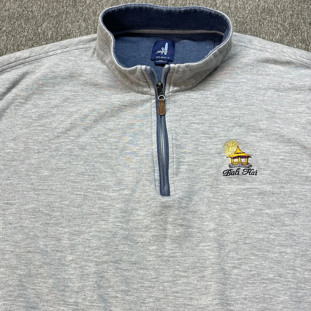 Johnnie-O Mens 2XL Bali Hai Quarter Zip Pullover Gray Heather Lyocell Blend 2418
